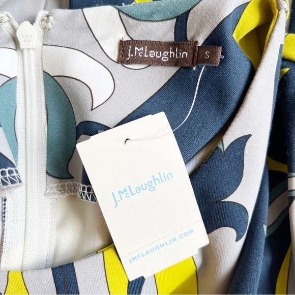 J. McLAUGHLIN NWT Sophia 3/4 Sleeve Crew Neck Dress Size Small in Multi Print - Picture 11 of 13